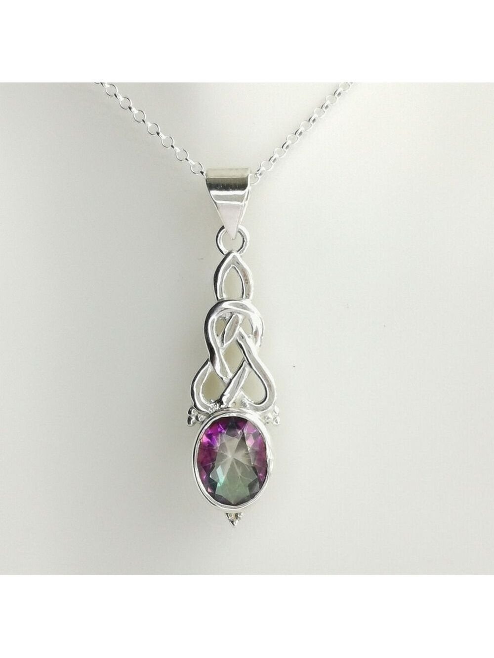 Mystic Topaz Love Knot pendant necklace in Sterling Silver 🆕